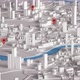 Aerial View of City Buildings 3D Rendering With Red Point Map - VideoHive Item for Sale