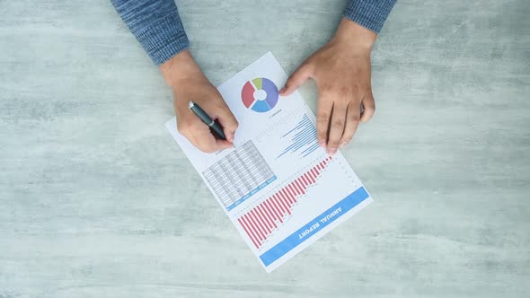 Top View Of Financial Analyst Hands Counting Profit