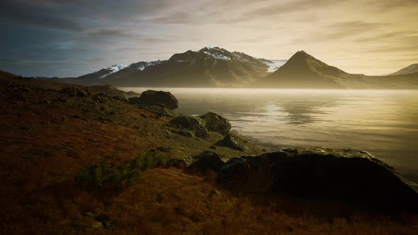 Mountains and Fjords at Norway Landscape