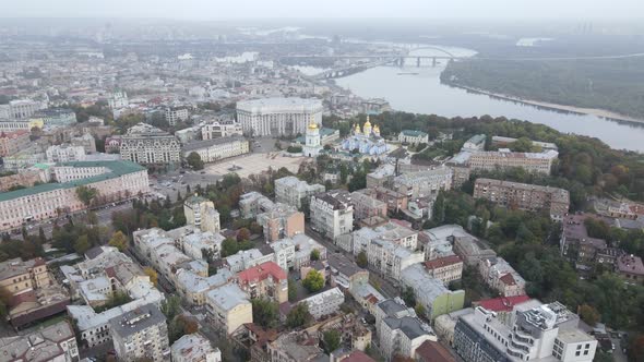 Cityscape of Kyiv, Ukraine. Aerial View, Slow Motion