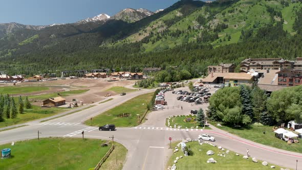 Amazing Panoramic Aerial View of Teton Village Near Jackson Hole in Summertime WY USA