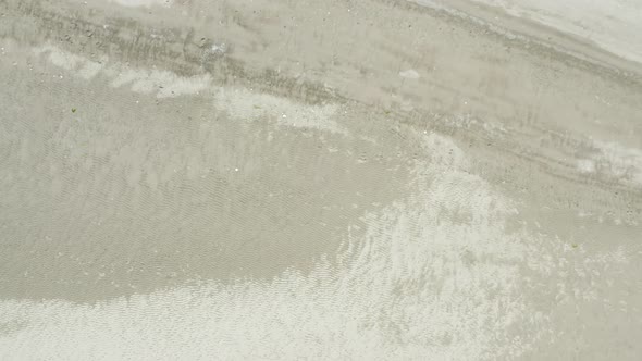 Drone View Of Sandy Beach From Above Zooming Down Towards Ground Ocean Texture Background