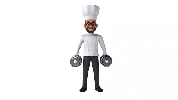 Fun 3D cartoon indian chef with alpha alt