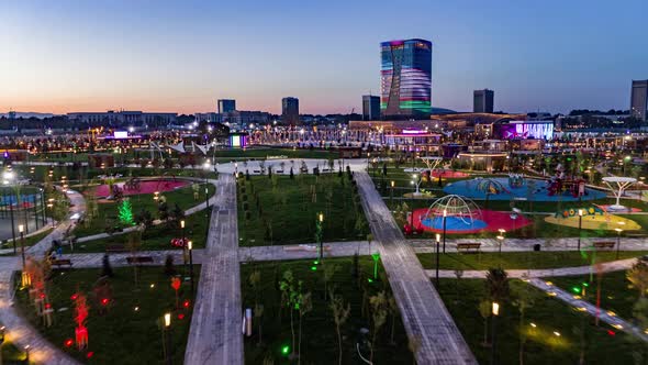 panoramic view of the Tashkent City recreation park