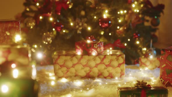 Gift boxes under the Christmas tree