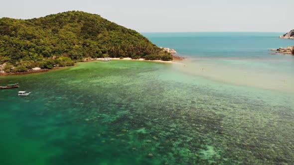 Aerial Drone View Small Koh Ma Island, Ko Phangan Thailand