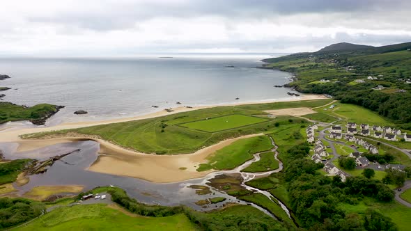 Aerial View of the Killybegs GAA Pitch at Fintra Beach By Killybegs County Donegal Ireland