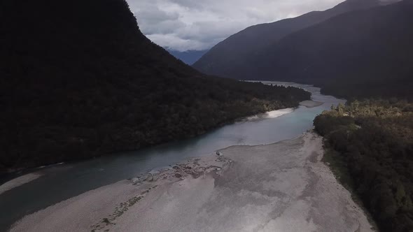 River in New Zealand aerial