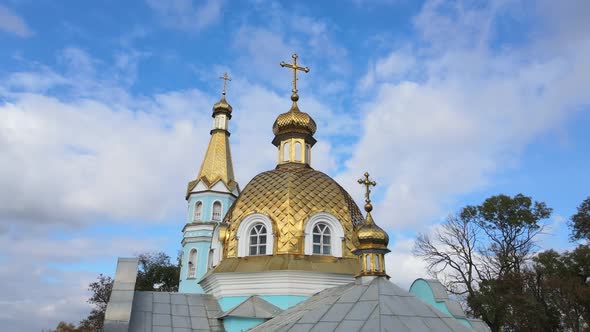 Aerial Shot Village Town, Exactly. Gorodotsky St. Nicholas Convent. Ukraine