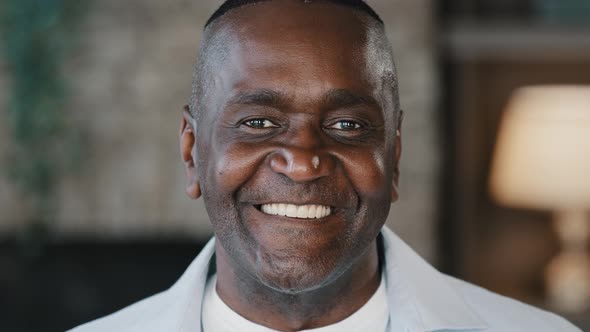 Portrait Happy Positive African American Man Intelligent Older Businessman Father Adult Friendly
