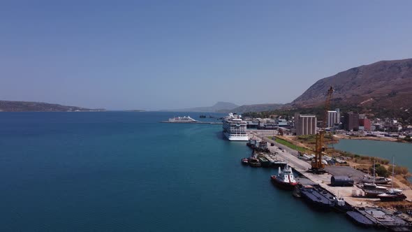 Panoramic Aerial View From Above of the City of Chania Crete Island Greece