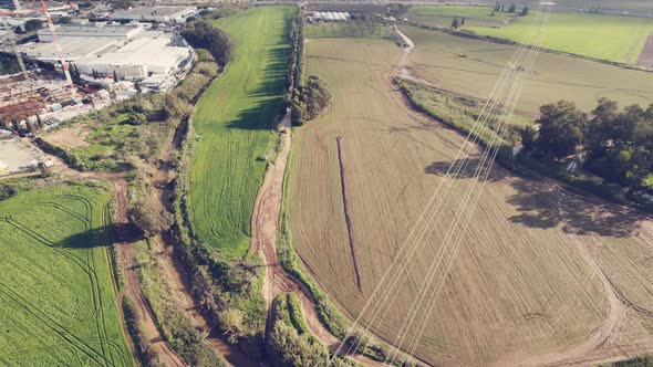 Drone Green Fields Construction site