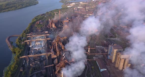 Aerial View of Industrial Zone with Factory