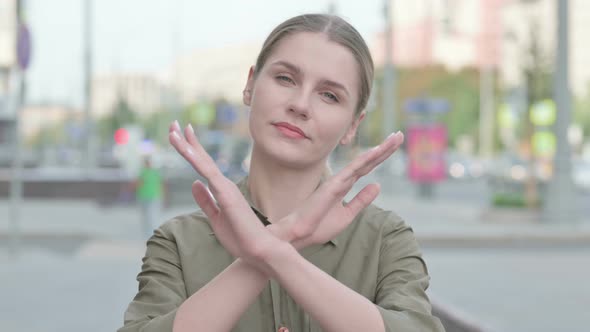 Portrait of Rejecting Woman Doing No Gesture Outdoor