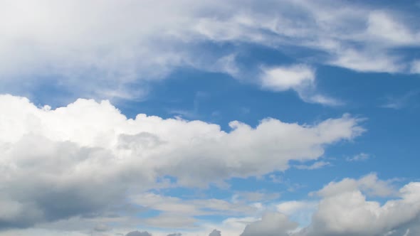 Timelapse with blue sky and white clouds