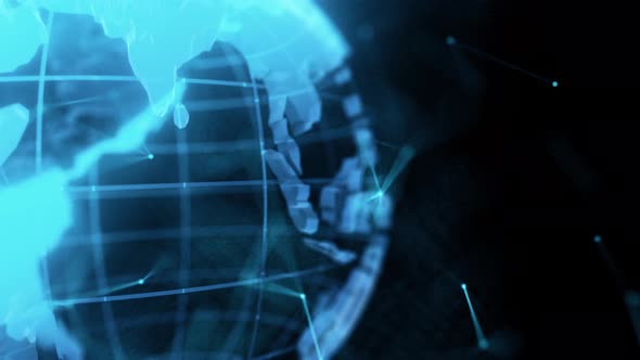 High Technology Broadcast Style Earth Hologram Close Up 4k alt