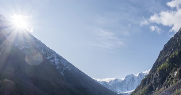 Mountain Lake Timelapse at the Summer or Autumn Time. Wild Nature and Rural Mount Valley. Green