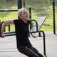 An Elderly Woman Does a Warmup in the Park on the Playground - VideoHive Item for Sale