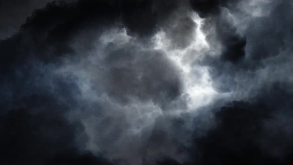 4k point of view inside the dark and black cumulonimbus clouds moving across the sky