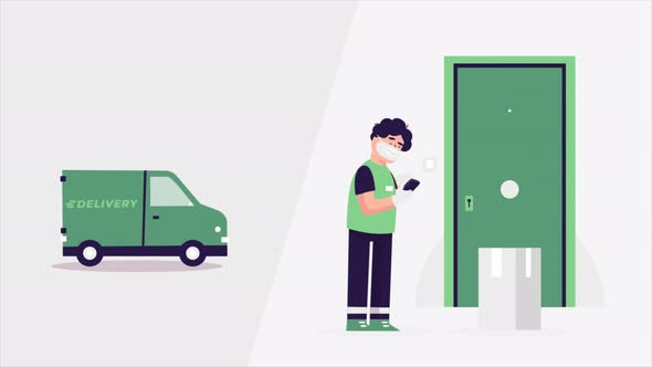 Delivery Product With Green Truck Explainer 4K