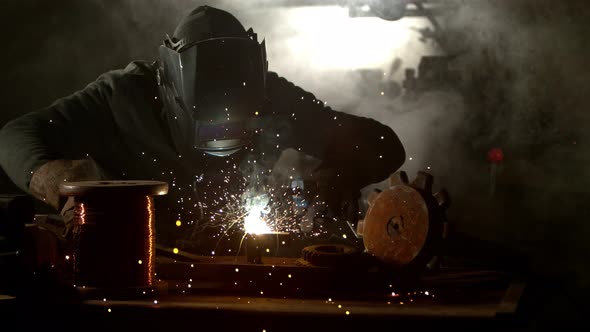 Super Slowmotion Footage of Welding Person, 1000Fps at 