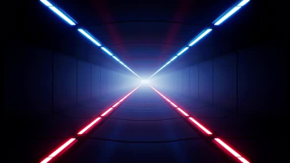 Red and Blue Multiple Fluorescent Lamp Tunnel Passage Loop
