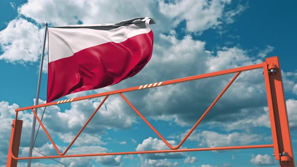 Manual Swing Arm Road Barrier and Flag of Poland