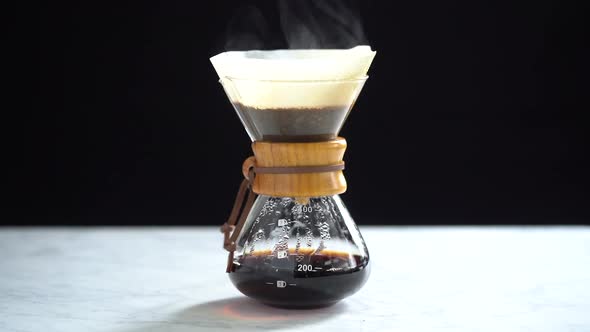 Brewing coffee with filter dripper