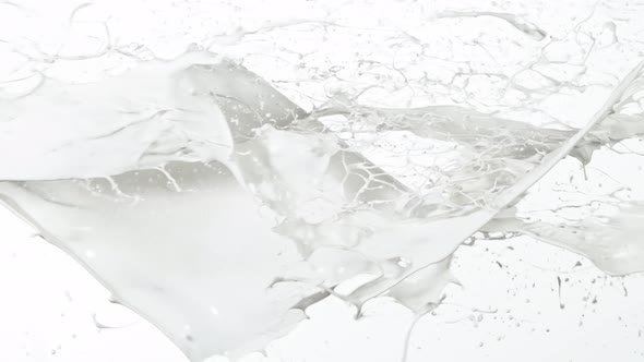 Super Slow Motion Shot of Milk Splash at 1000 Fps Isolated on White Background.
