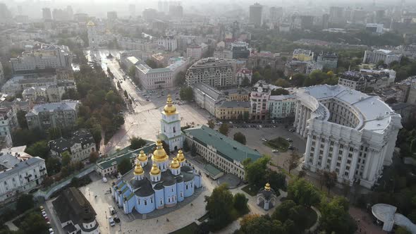 Cityscape of Kyiv, Ukraine. Aerial View, Slow Motion