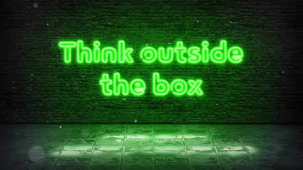 Think Outside The Box - Neon Sign Quote Green