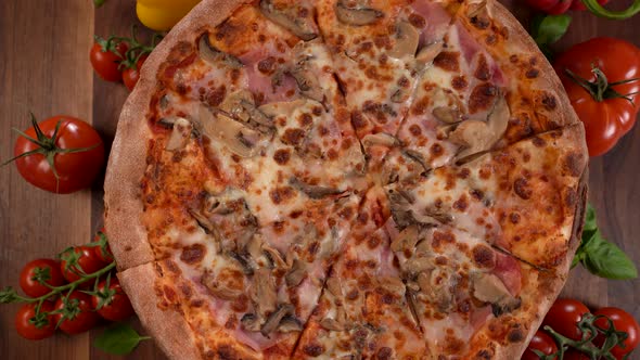 Pizza with Ham and Mushrooms 02