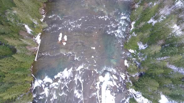 Aerial View of Puntledge River Nymph Falls on Vancouver Island, BC, Canada