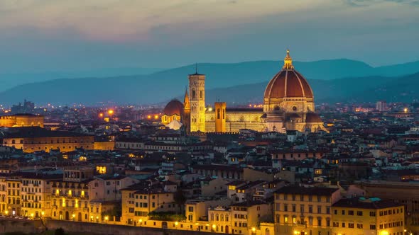 Sunrise Time Lapse of Florence Skyline in Italy