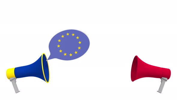 Speech Bubbles with Flags of Japan and the EU