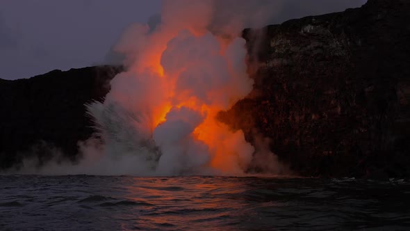 Lava Flows Into The Ocean