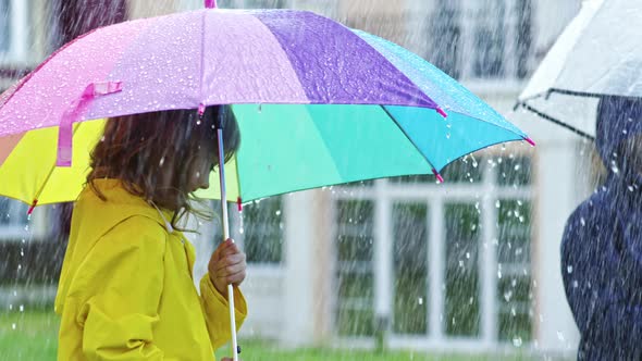 Carefree Children in Rain