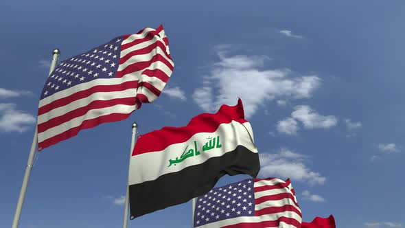 Flags of Iraq and the USA