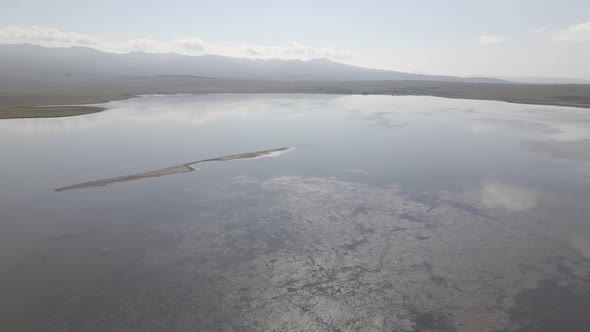 Aerial view of Madatapa lake in Javakheti National park. Georgia