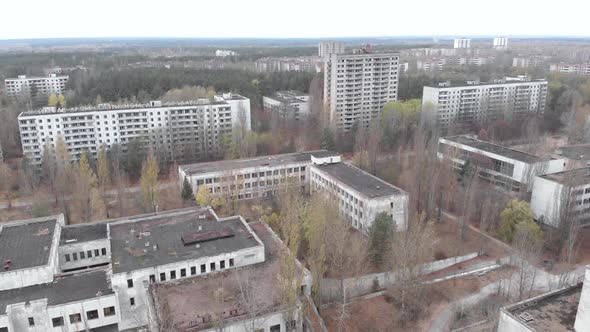 Chernobyl Exclusion Zone. Pripyat. Aerial.