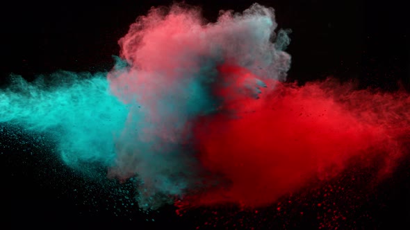 Super Slowmotion Shot of Color Powder Explosion Isolated on Black Background