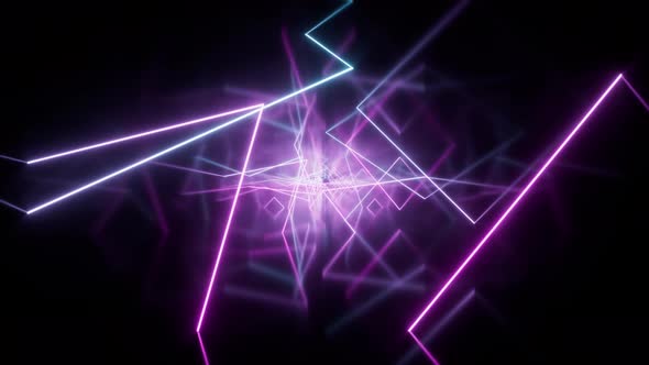 Loop animation in glowing neon lines tunnel