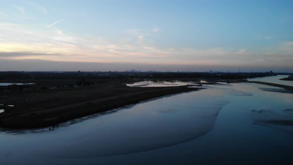 Beautiful Vast Open Landscape In Crezeepolder Netherlands - aerial shot