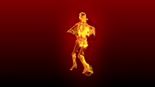 Fiery 3D Skeleton Hot Dance  Looped on Red