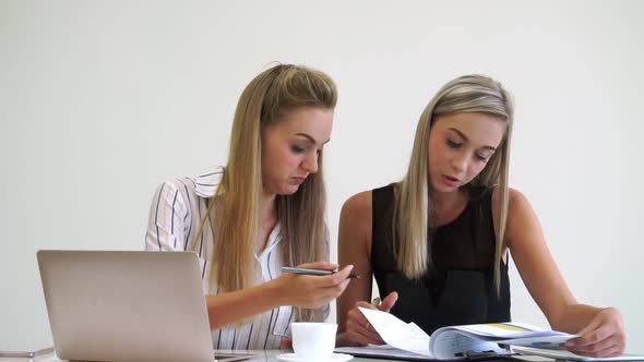 Blonde Business Woman Working at Modern Office