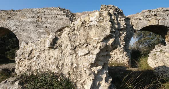 Barbegal aqueduct, Roman ruins in Fontvielle, Provence, Southern France