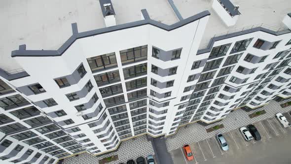 Aerial Top View of a Newly Modern MultiStorey Building Apartments Exterior