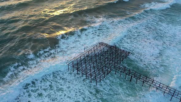 Strong Storm in the Sea Turkey Alanya Aerial Shoot