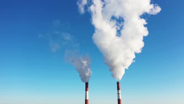 Smokestack with White Smoke Close-up