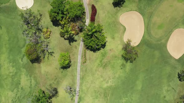 Aerial View From Drone on Golf Field